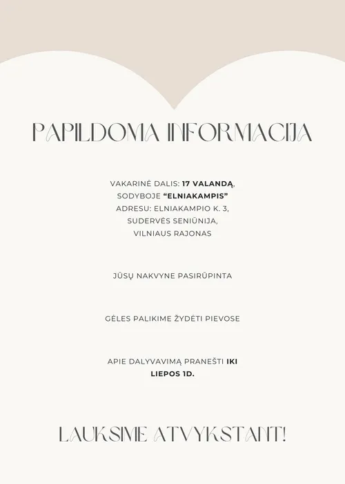 2 Papildoma informacija vestuviu kvietimui