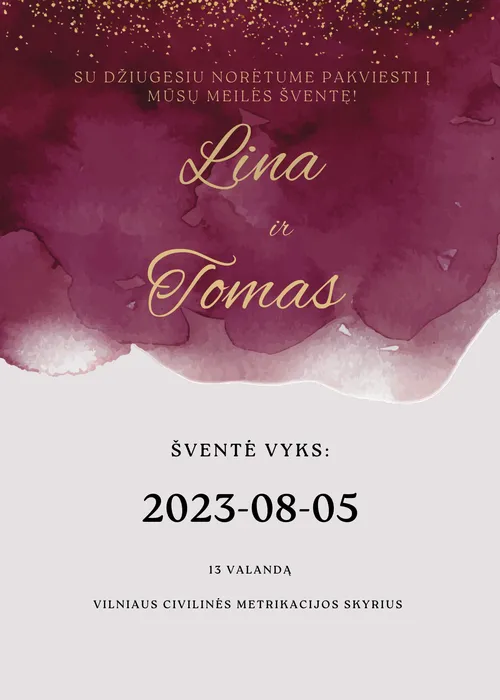 5 Burgundinis vestuviu kvietimas