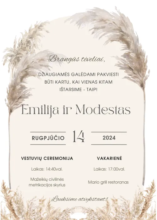 93 Smelio spalvos kvietimas vestuvems